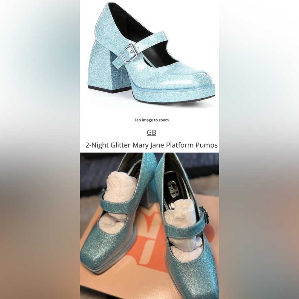 Gianni Bini Blue Glitter Platform Shoes 6.5 New/box